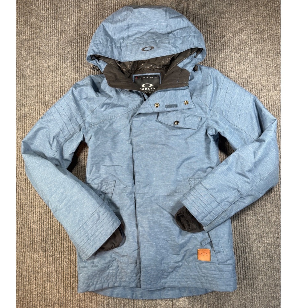 Oakley Biozone FN 15K Snow Jacket Womens Medium Blue Heathered Hooded Parka